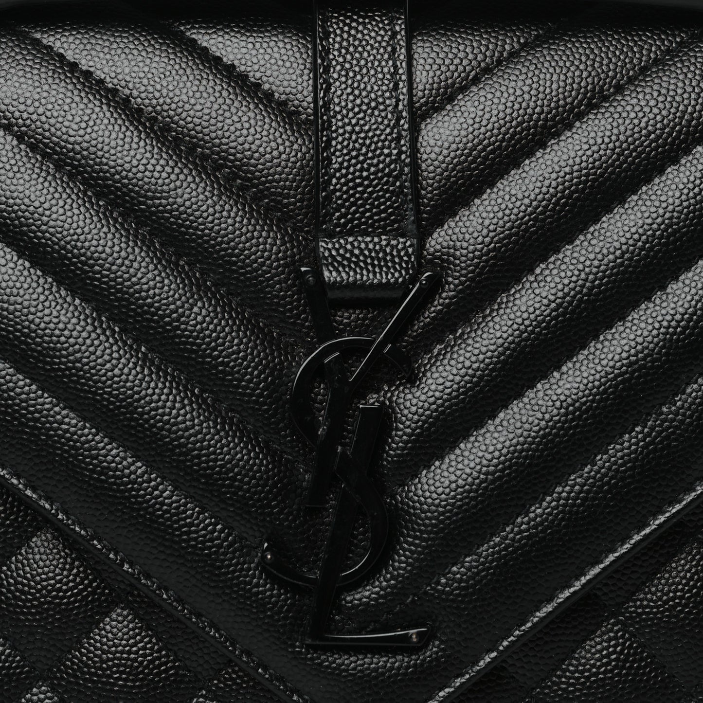 Grain De Poudre Textured Mixed Matelasse Triquilt Medium Monogram Monochrome Satchel Black