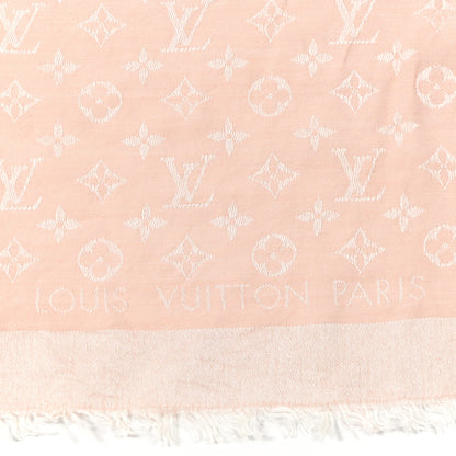 Louis Vuitton Silk Wool Monogram Denim Shawl Rose 2 of 13