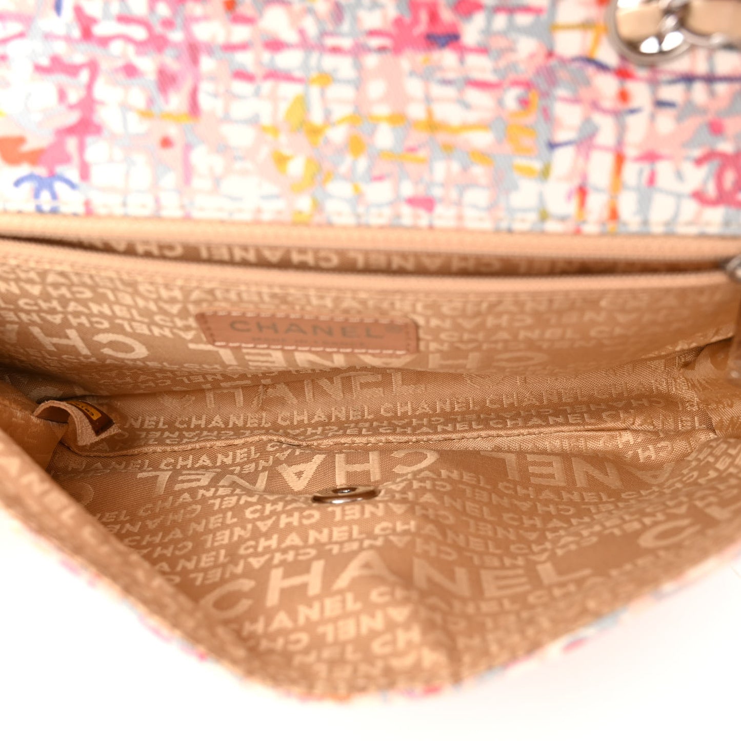 Canvas Watercolor Tweed Print Clover Small Flap Multicolor