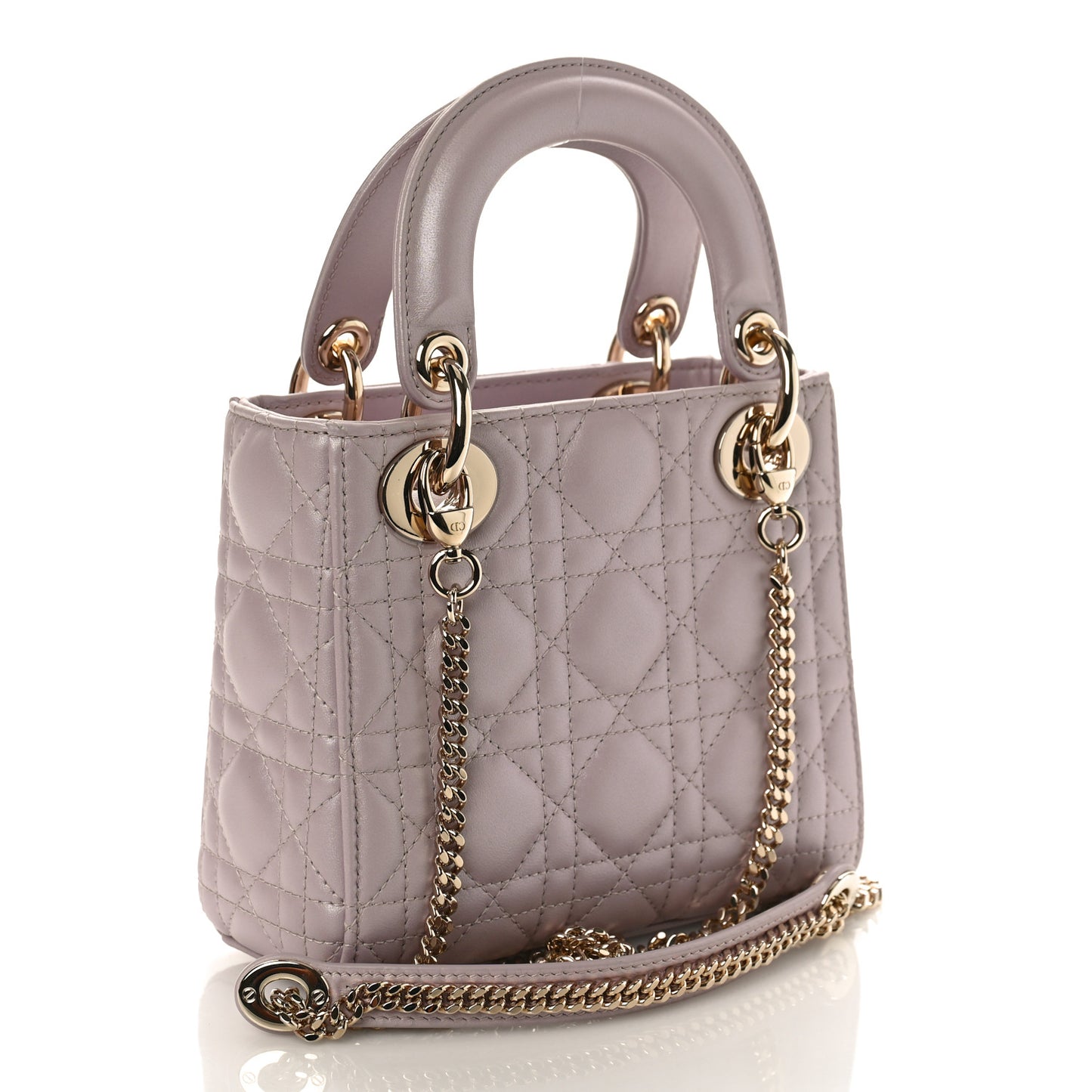 Metallic Lambskin Cannage Mini Lady Dior Lotus
