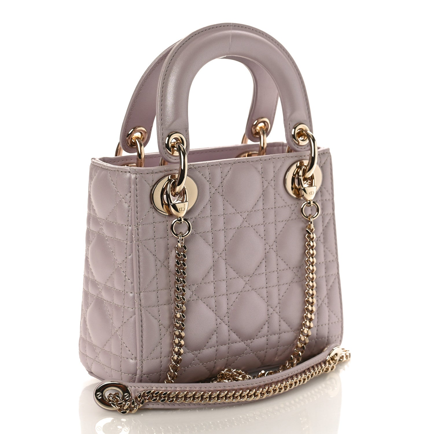 Christian Dior Metallic Lambskin Cannage Mini Lady Dior Lotus 4 of 9