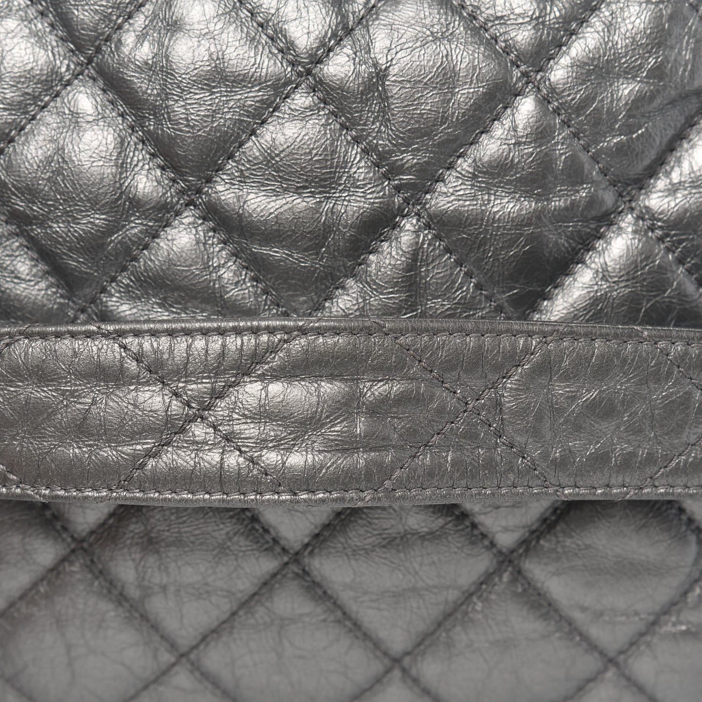 Metallic Calfskin Quilted Large Chain Me Hobo Silver