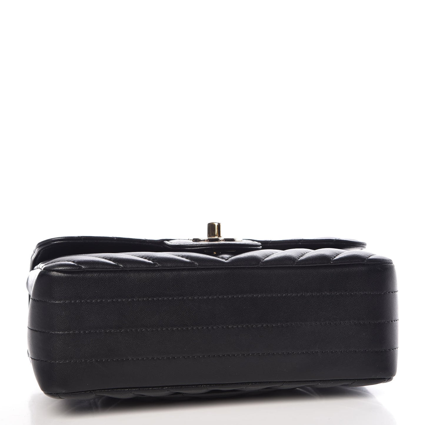Lambskin Chevron Quilted Mini Rectangular Flap Black