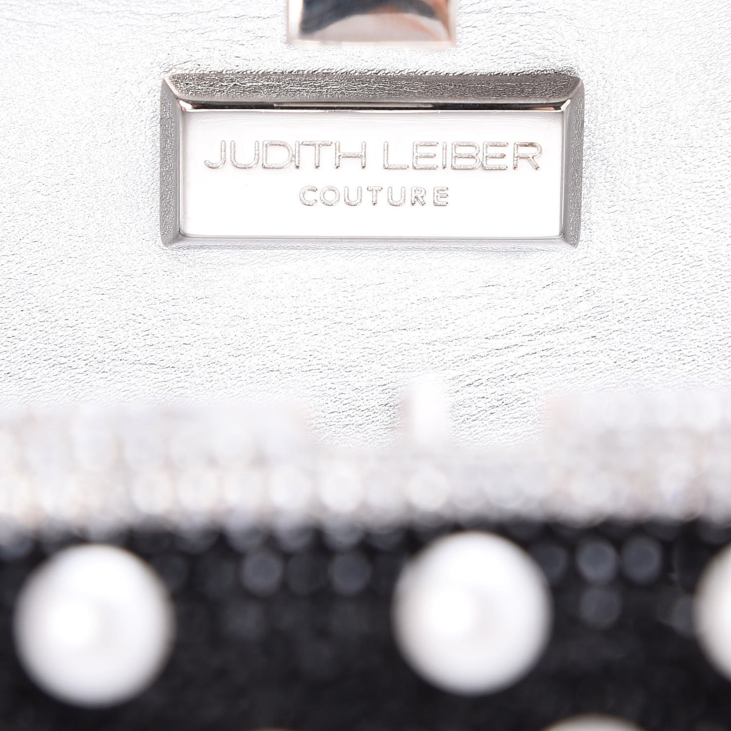 Crystal Pearl Minaudiere Clutch Silver Black