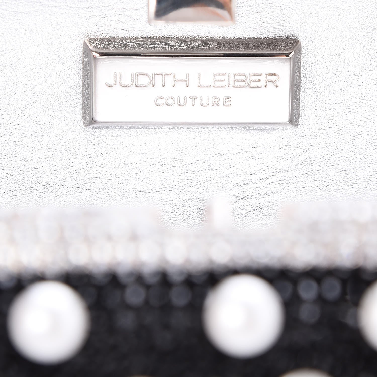 Judith Leiber Crystal Pearl Minaudiere Clutch Silver Black 7 of 7