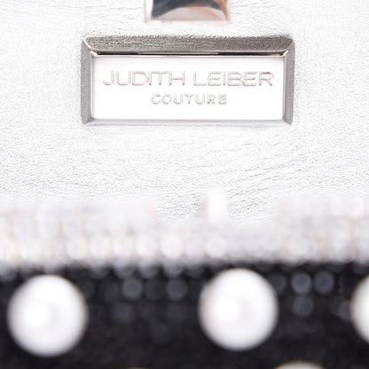 Judith Leiber Crystal Pearl Minaudiere Clutch Silver Black 7 of 7