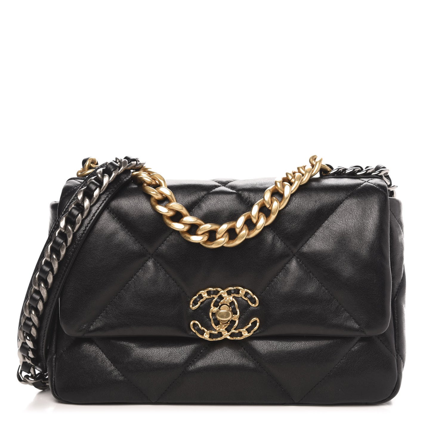 Goatskin Quilted Medium 19 Flap Black