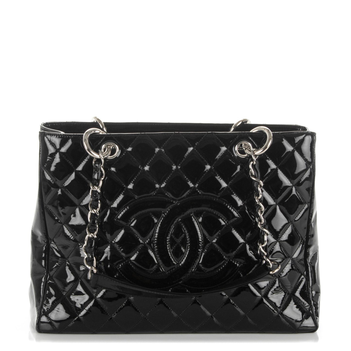 Patent Quilted Grand Shopping Tote GST Black