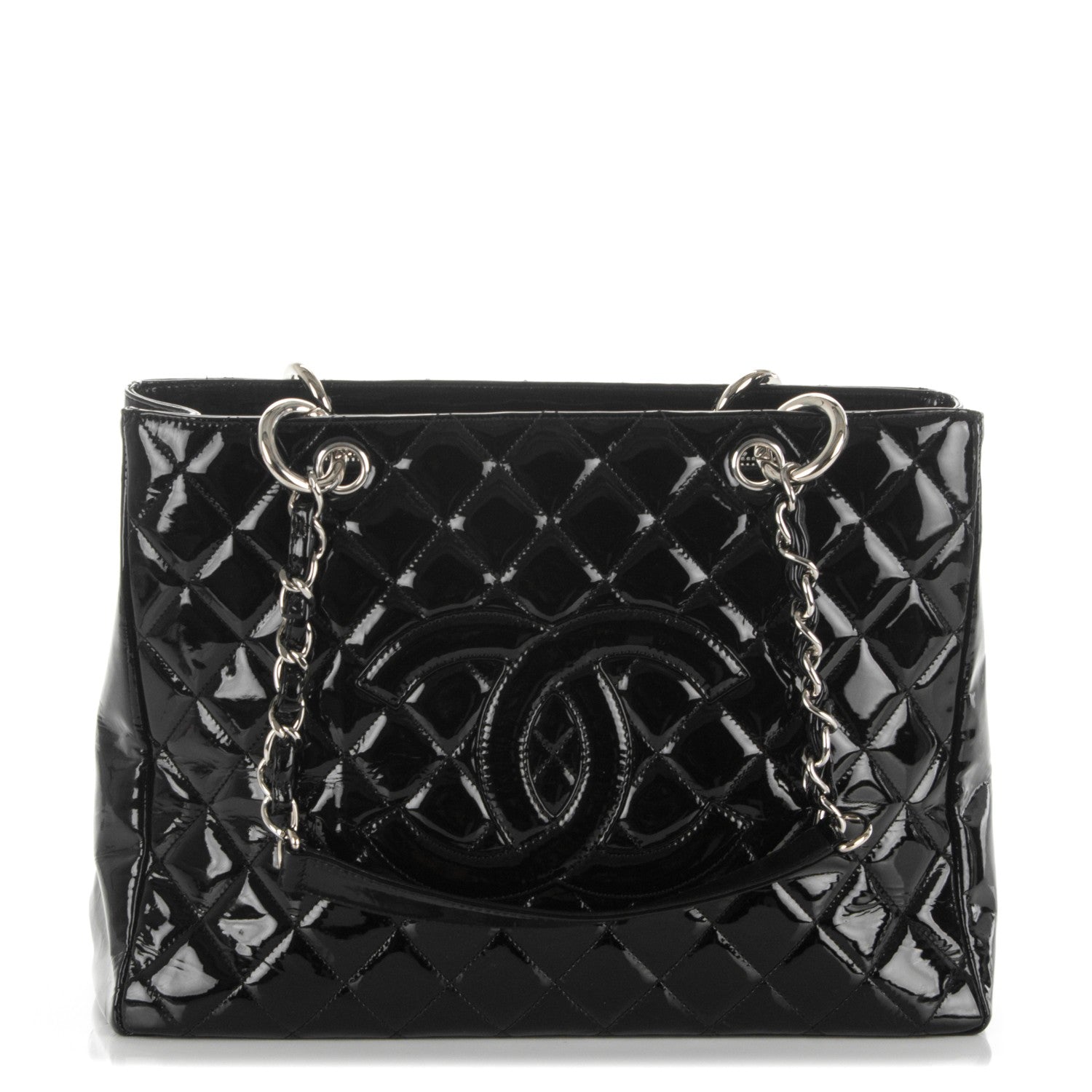 Chanel Patent Quilted Grand Shopping Tote GST Black 1 of 11
