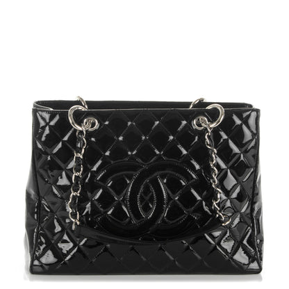 Chanel Patent Quilted Grand Shopping Tote GST Black 1 of 11