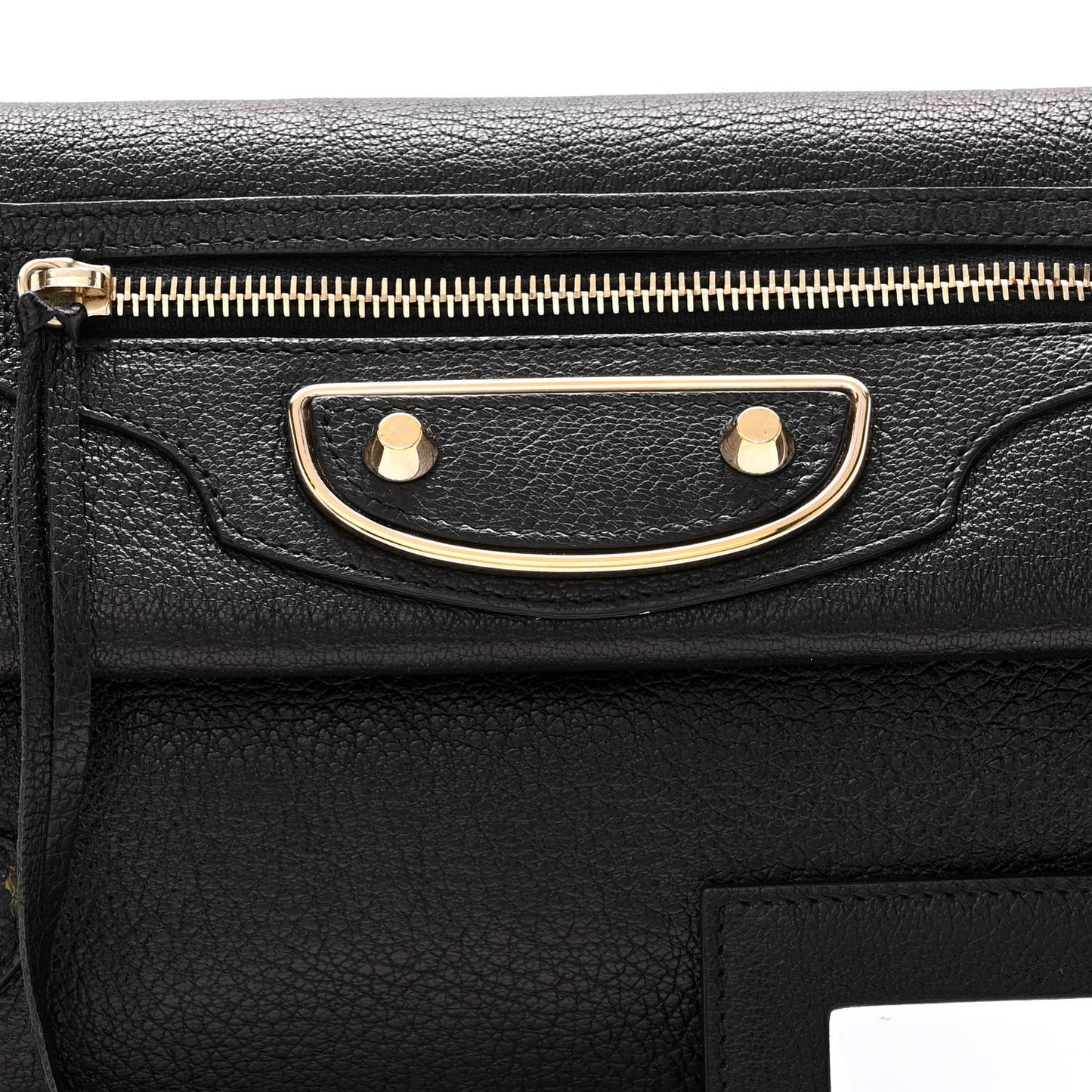 Chevre Gold Metallic Edge Hardware Envelope Clutch Black