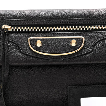 Balenciaga Chevre Gold Metallic Edge Hardware Envelope Clutch Black 8 of 11