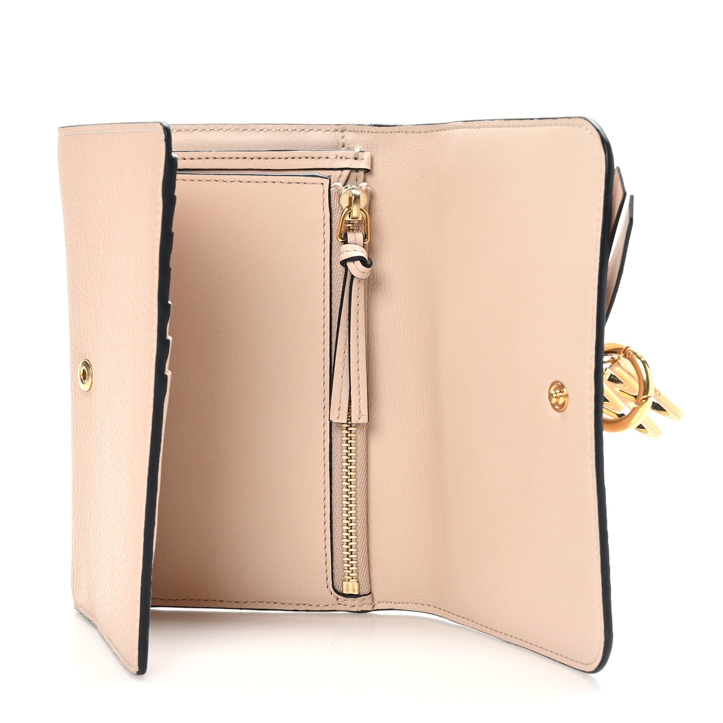 Calfskin Alphabet Compact Wallet Blush Nude