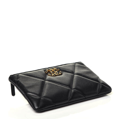 Chanel Shiny Goatskin Quilted Small Chanel 19 Pouch Black 4 of 7