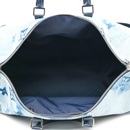 Louis Vuitton Monogram Watercolor Keepall Bandouliere 50 Hickory Stripes Denim 4 of 10