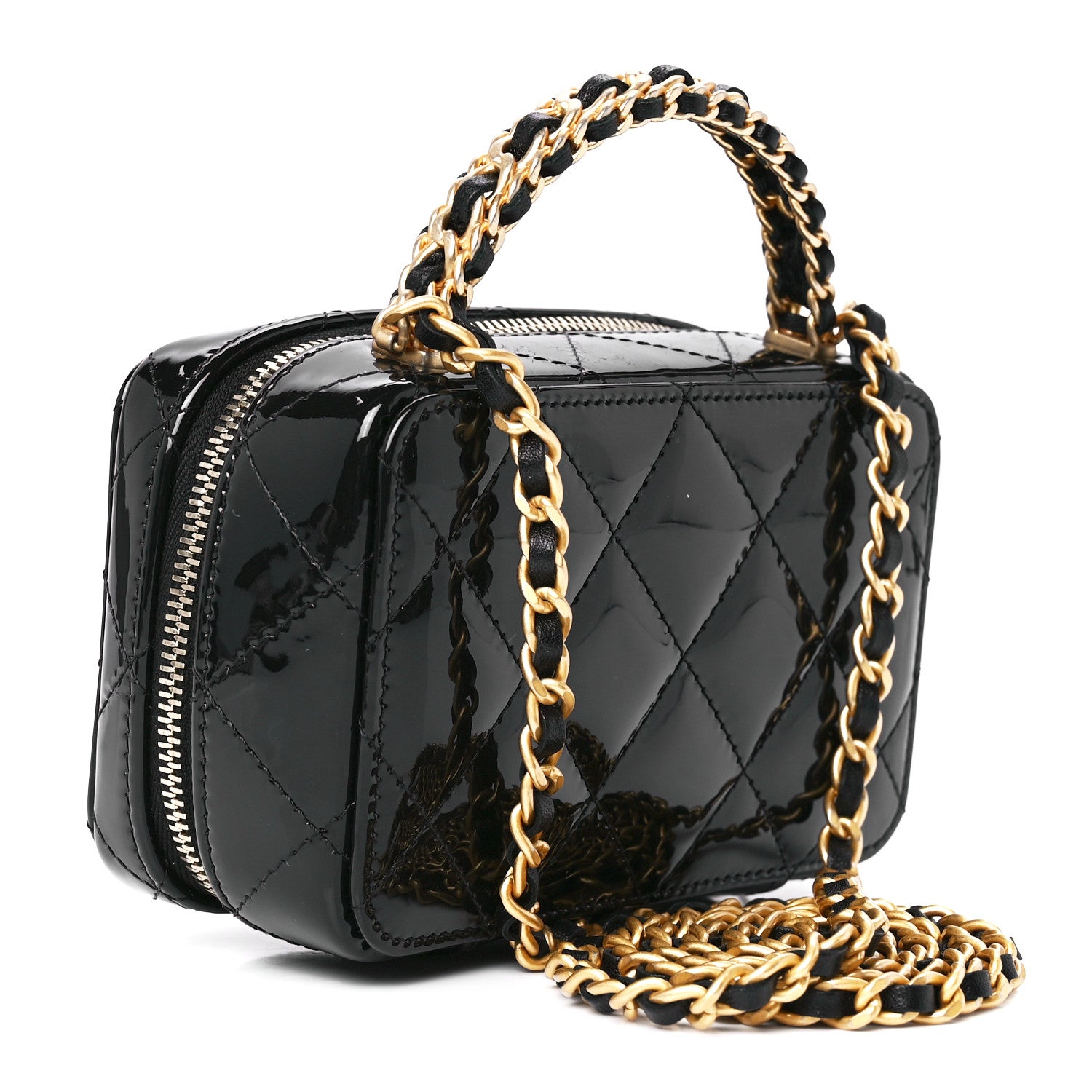 Chanel Patent Quilted Mini Pick Me Up Vanity Case Black 2 of 11