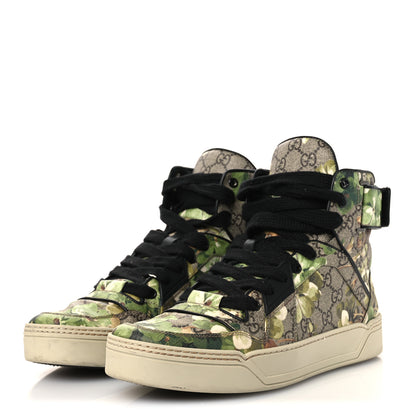 Gucci GG Monogram Blooms Web High Top Sneakers 8 Beige Green 4 of 12