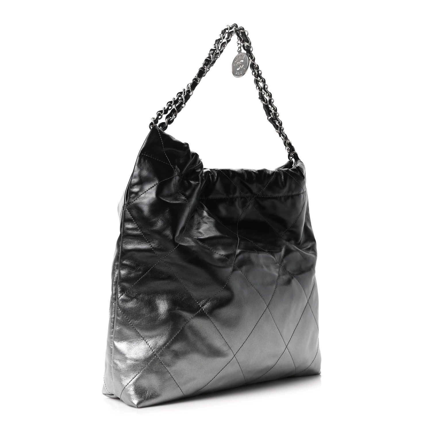 Chanel Metallic Shaded Calfskin Quilted Chanel 22 Black Silver 4 of 11