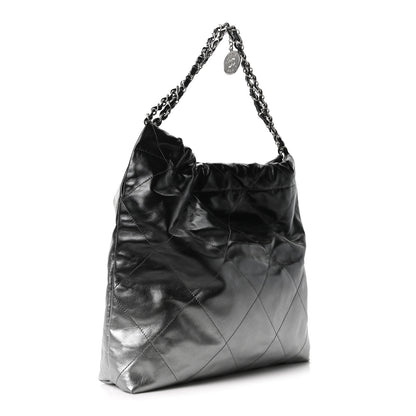 Chanel Metallic Shaded Calfskin Quilted Chanel 22 Black Silver 4 of 11