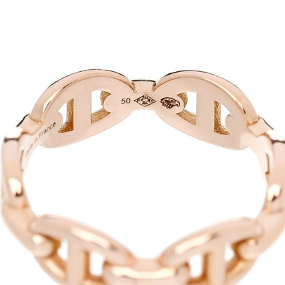 Hermes 18K Rose Gold PM Chaine d'Ancre Enchainee Ring 50 5.25 5 of 7