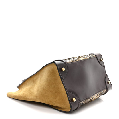 Celine Snakeskin Suede Mini Luggage Brown Multicolor 4 of 10