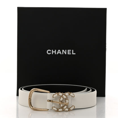 Chanel Calfskin CC Chain Belt 80 32 White 6 of 6