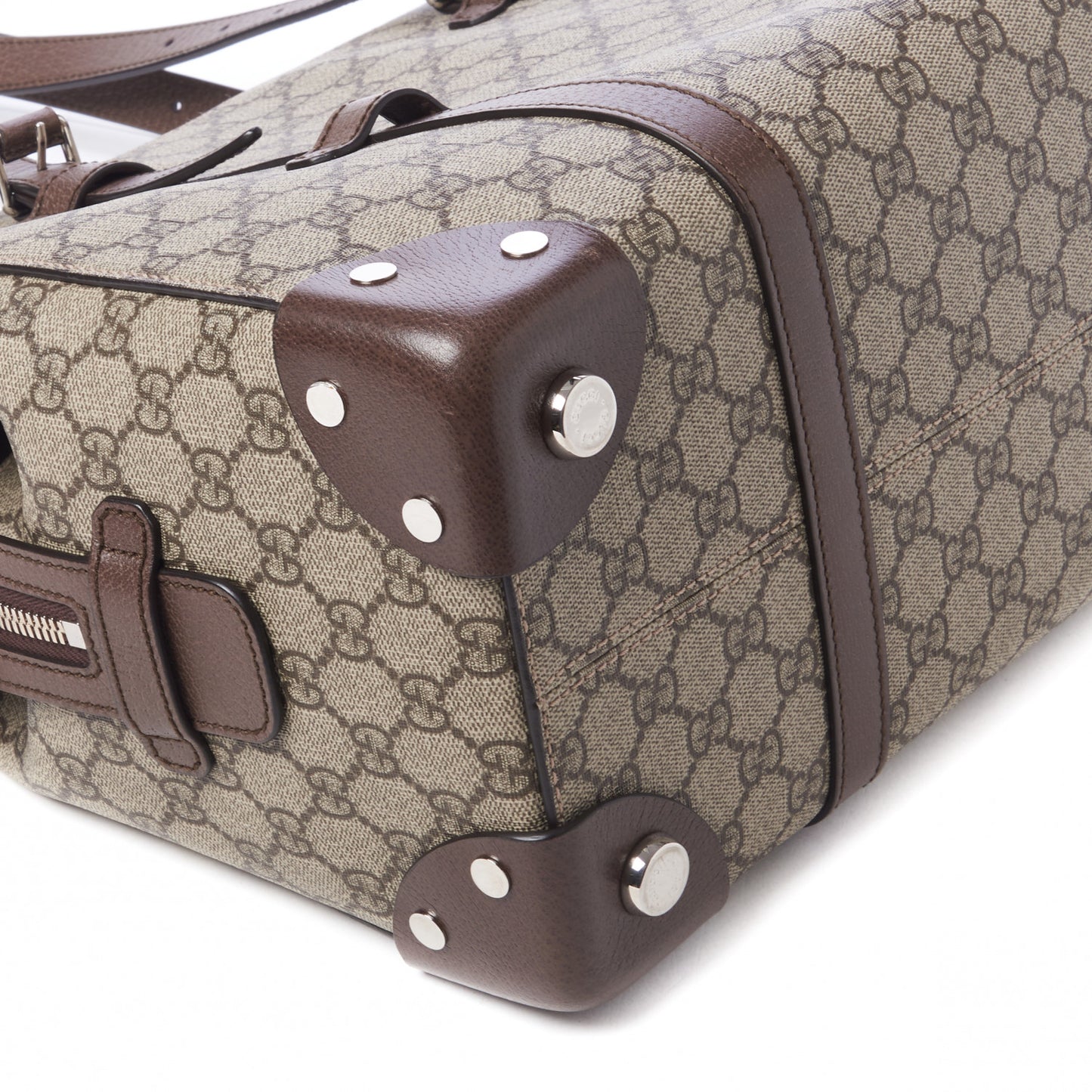 GG Supreme Monogram Textured Dollar Calfskin Medium Detail Tote Beige Ebony New Acero