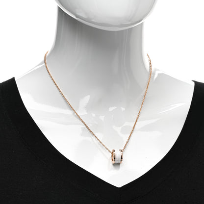 Bulgari 18K Rose Gold White Ceramic B.Zero1 Pendant Necklace 2 of 5