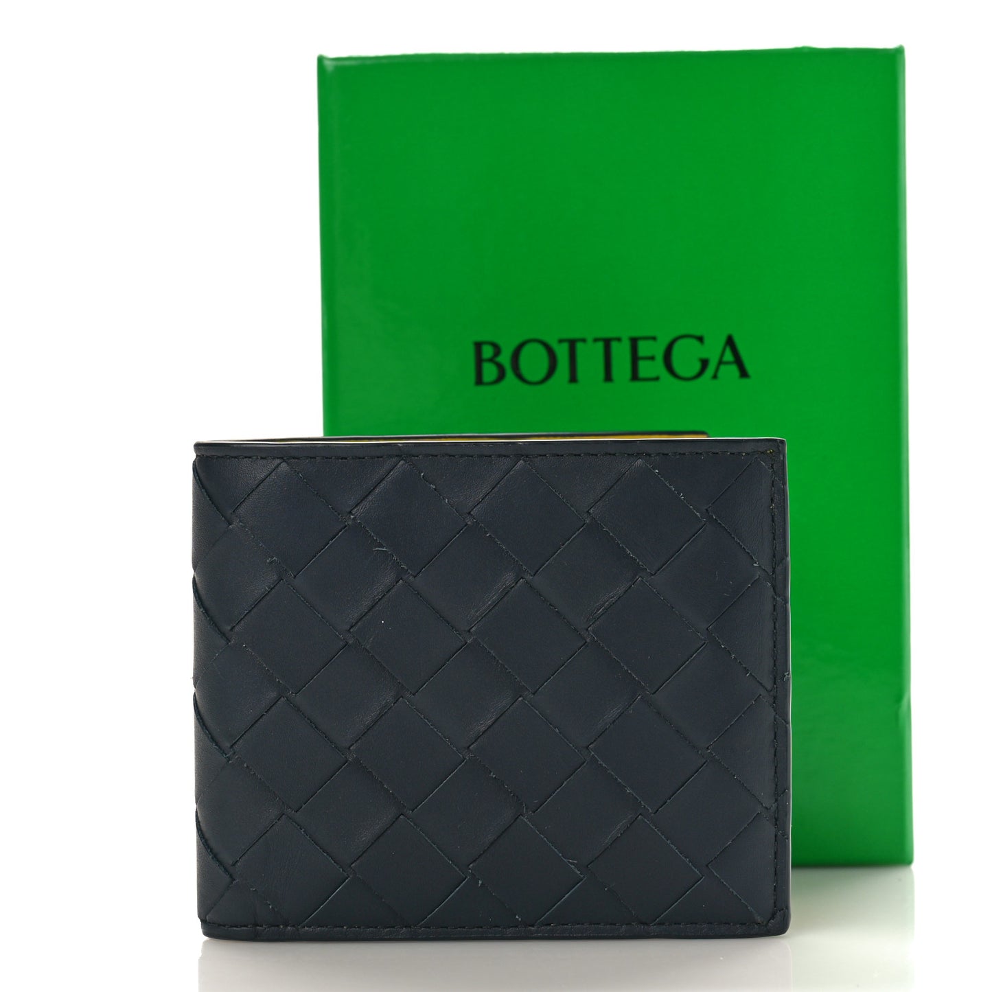 Nappa Intrecciato Bi-Fold Wallet Denim Yellow