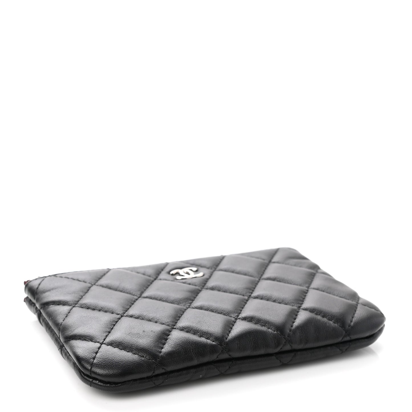 Lambskin Quilted Small Cosmetic Case Black