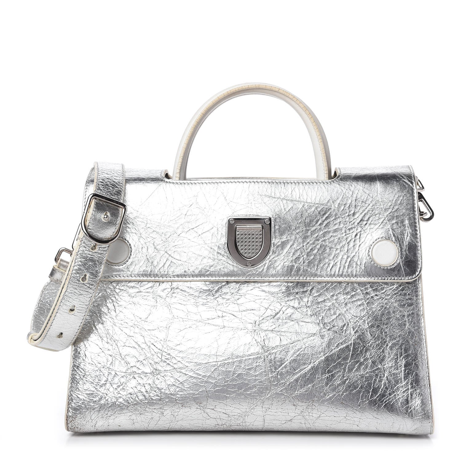 Christian Dior Metallic Calfskin Medium Diorever Flap Silver 1 of 19