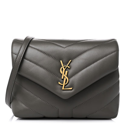 Saint Laurent Calfskin Y Quilted Monogram Toy Loulou Crossbody Bag Grey Kaki 1 of 10