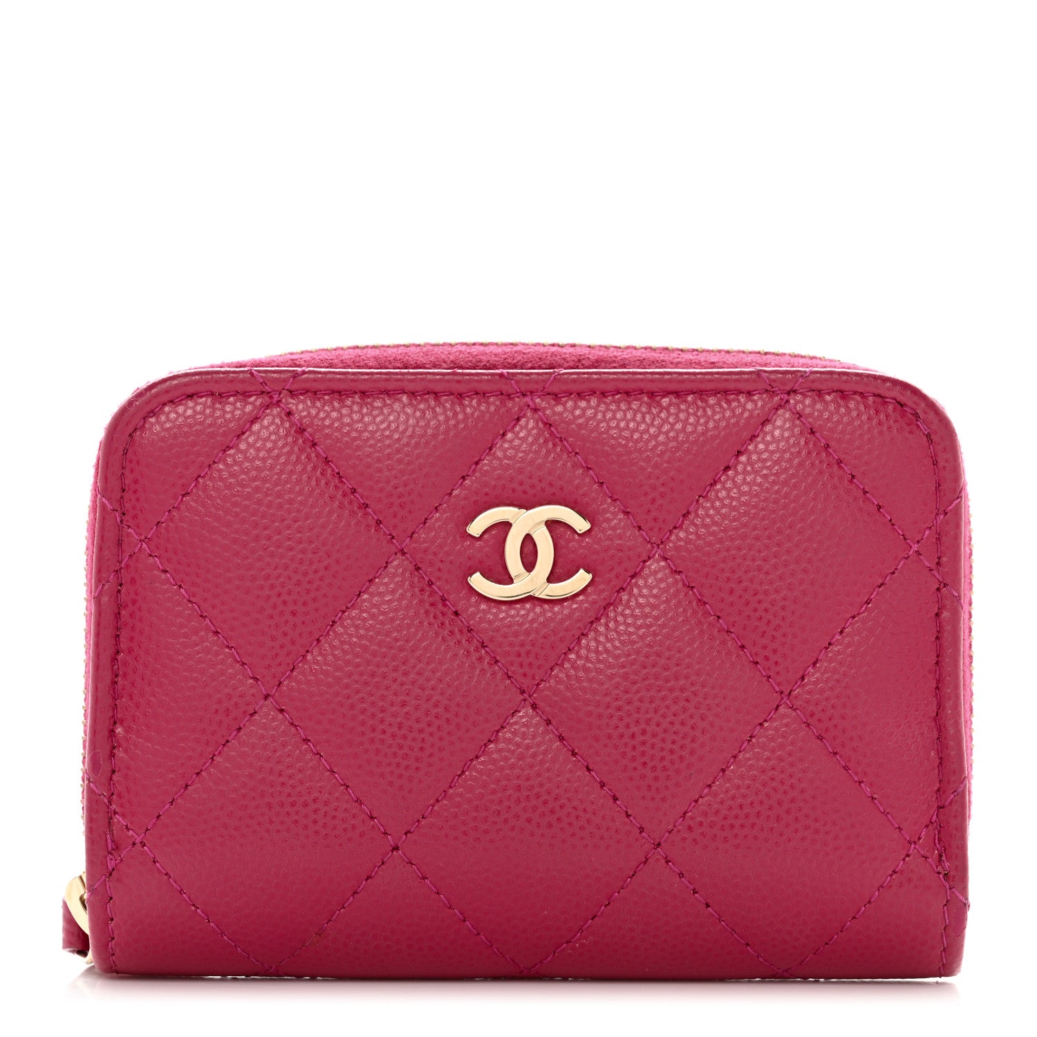 Chanel Caviar Quilted Zip Coin Purse Dark Pink 1 of 8
