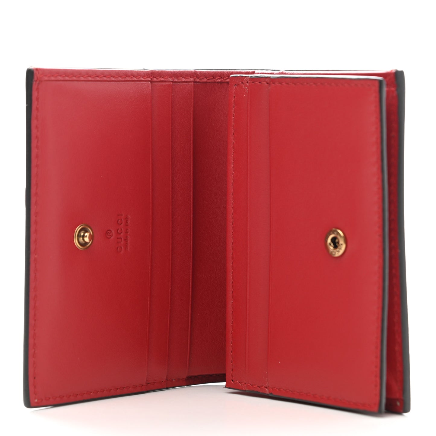 GG Supreme Monogram Cherry Embellished Card Case Wallet Hibiscus Red