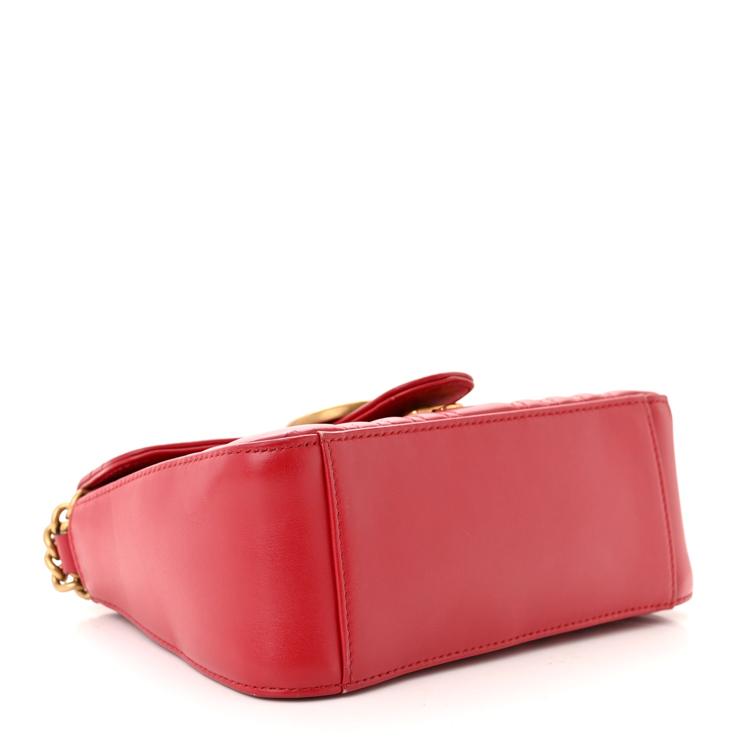 Calfskin Matelasse Mini GG Marmont Top Handle Shoulder Bag Hibiscus Red