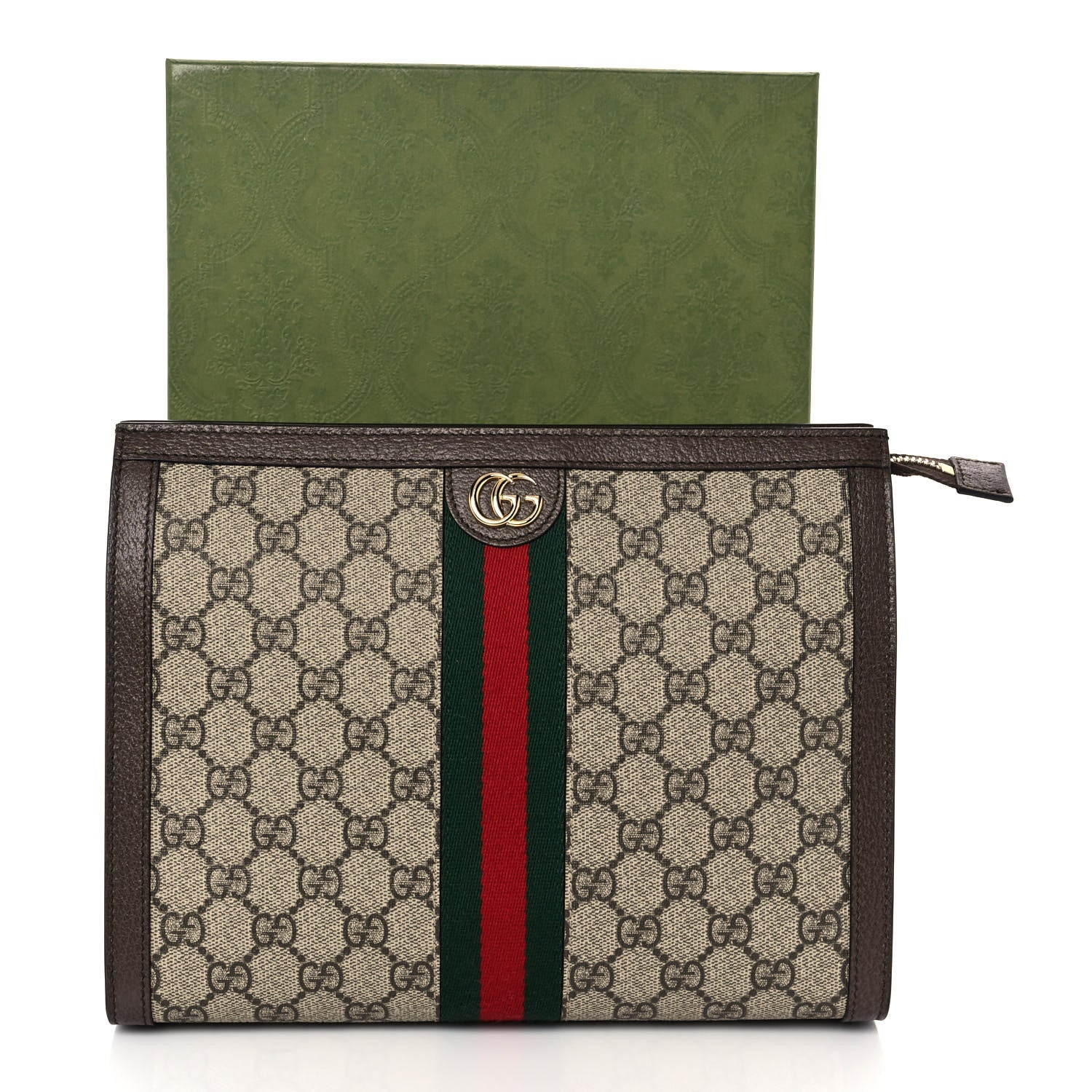 Gucci GG Supreme Monogram Web Ophidia Pouch Brown 10 of 10