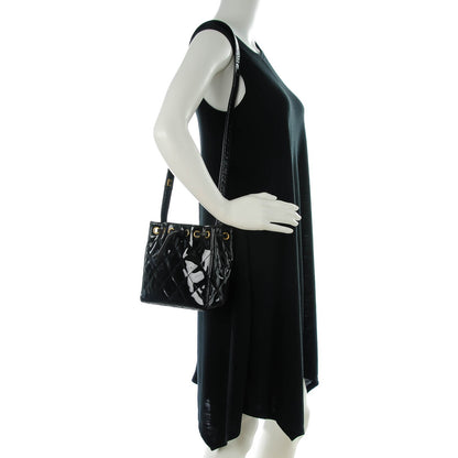 Chanel Patent Quilted Drawstring Shoulder Bag Black 2 of 7