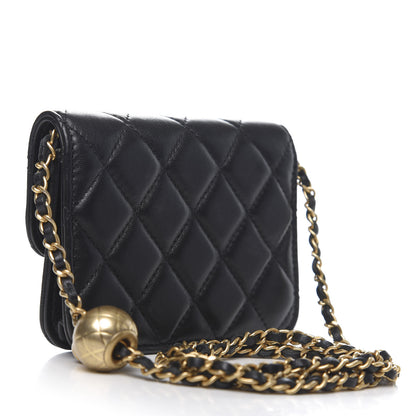 Chanel Lambskin Quilted Pearl Crush Clutch With Chain Black 3 of 12