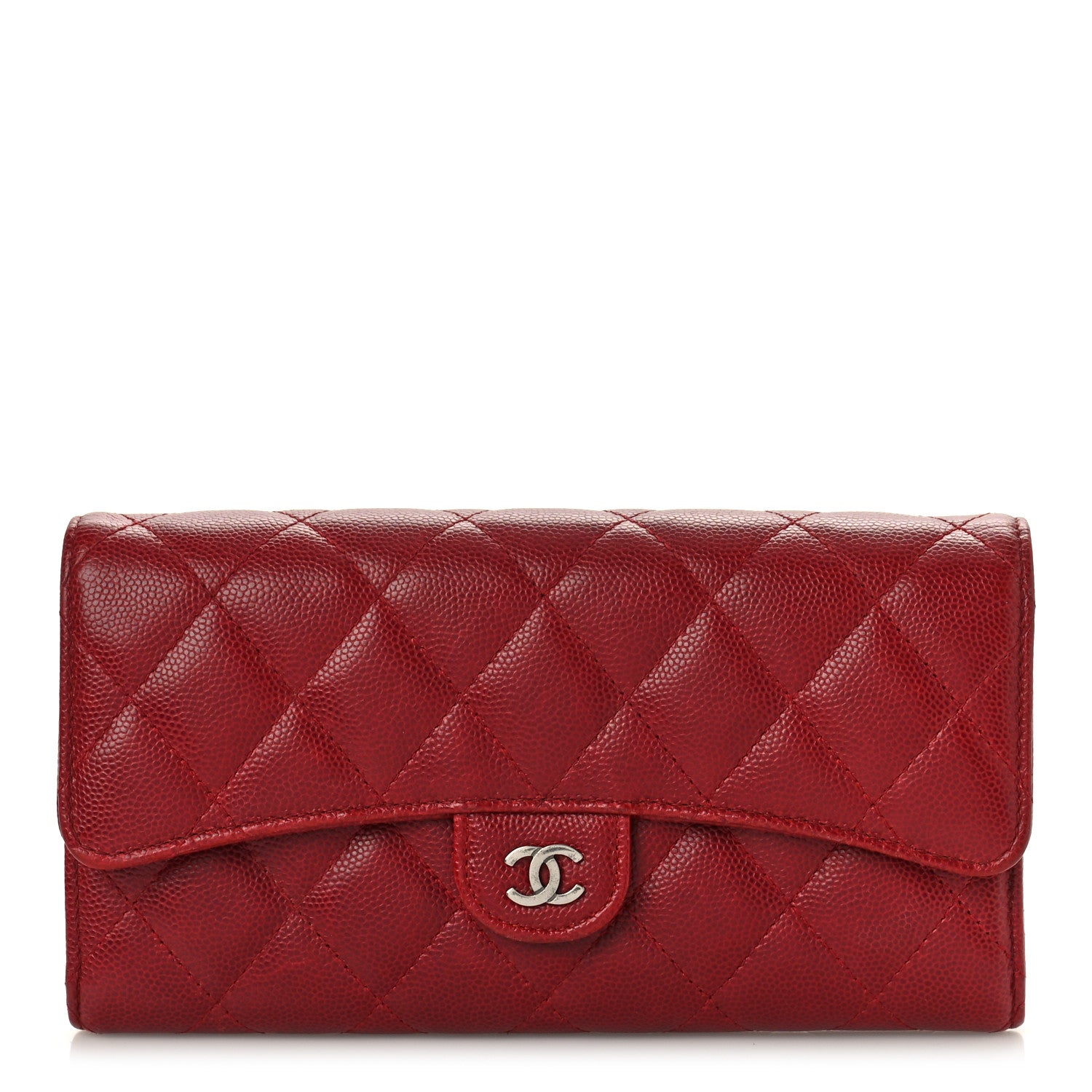 Chanel Caviar Quilted Large Gusset Flap Wallet Dark Red 1 of 11