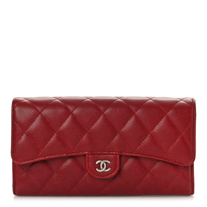 Chanel Caviar Quilted Large Gusset Flap Wallet Dark Red 1 of 11