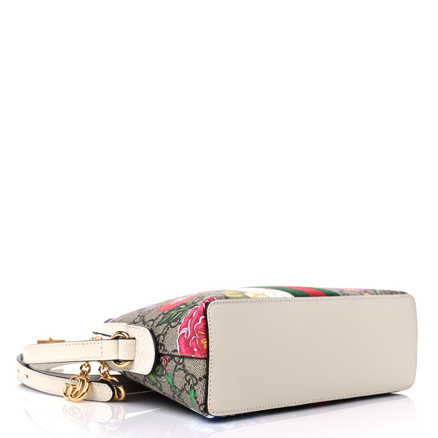 GG Supreme Monogram Flora Web GG Small Ophidia Dome Shoulder Bag White
