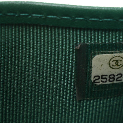 Chanel Metallic Caviar Quilted Compact Flap Wallet Green 8 of 9