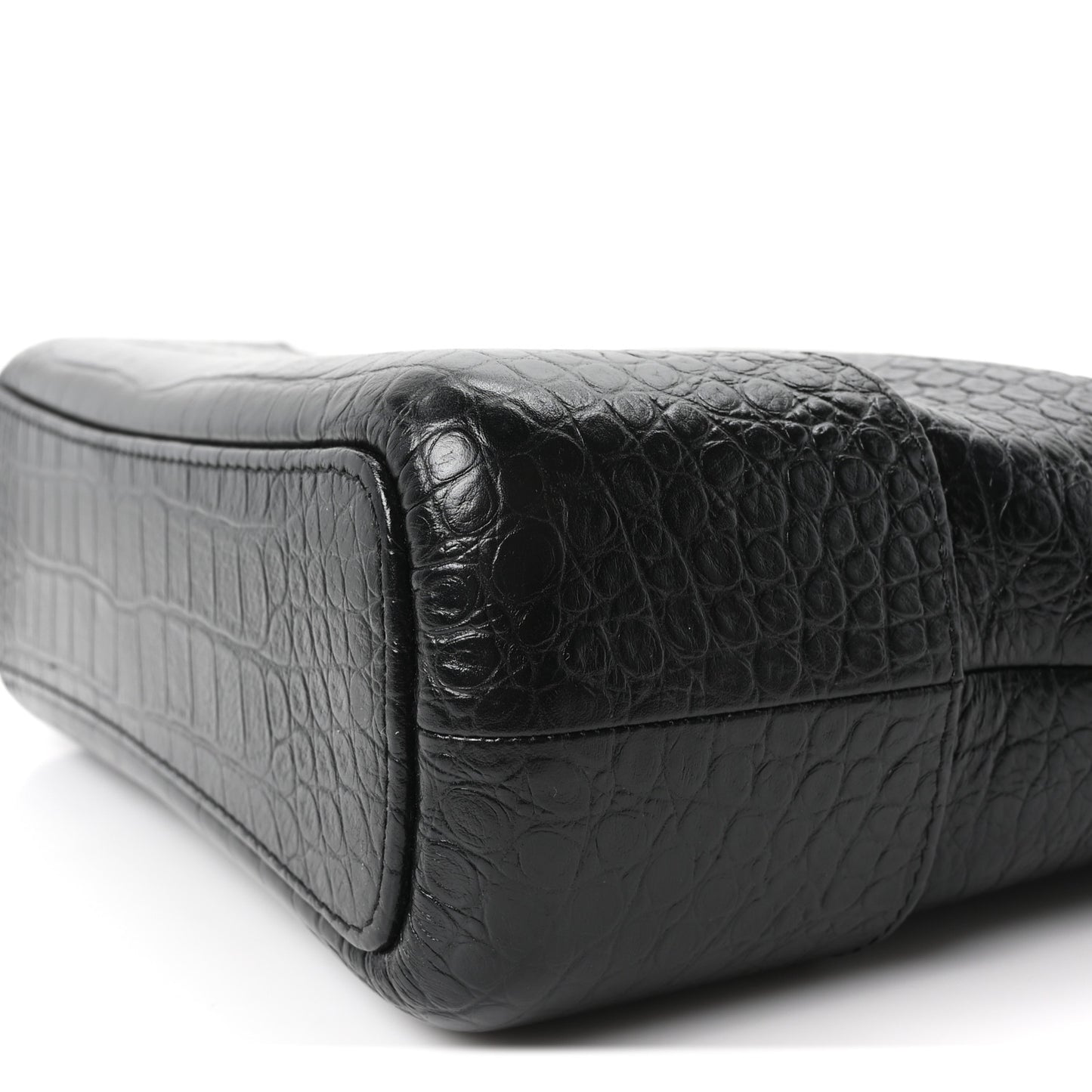 Crocodile Embossed Calfskin Medium Gabrielle Cocodile Hobo Black