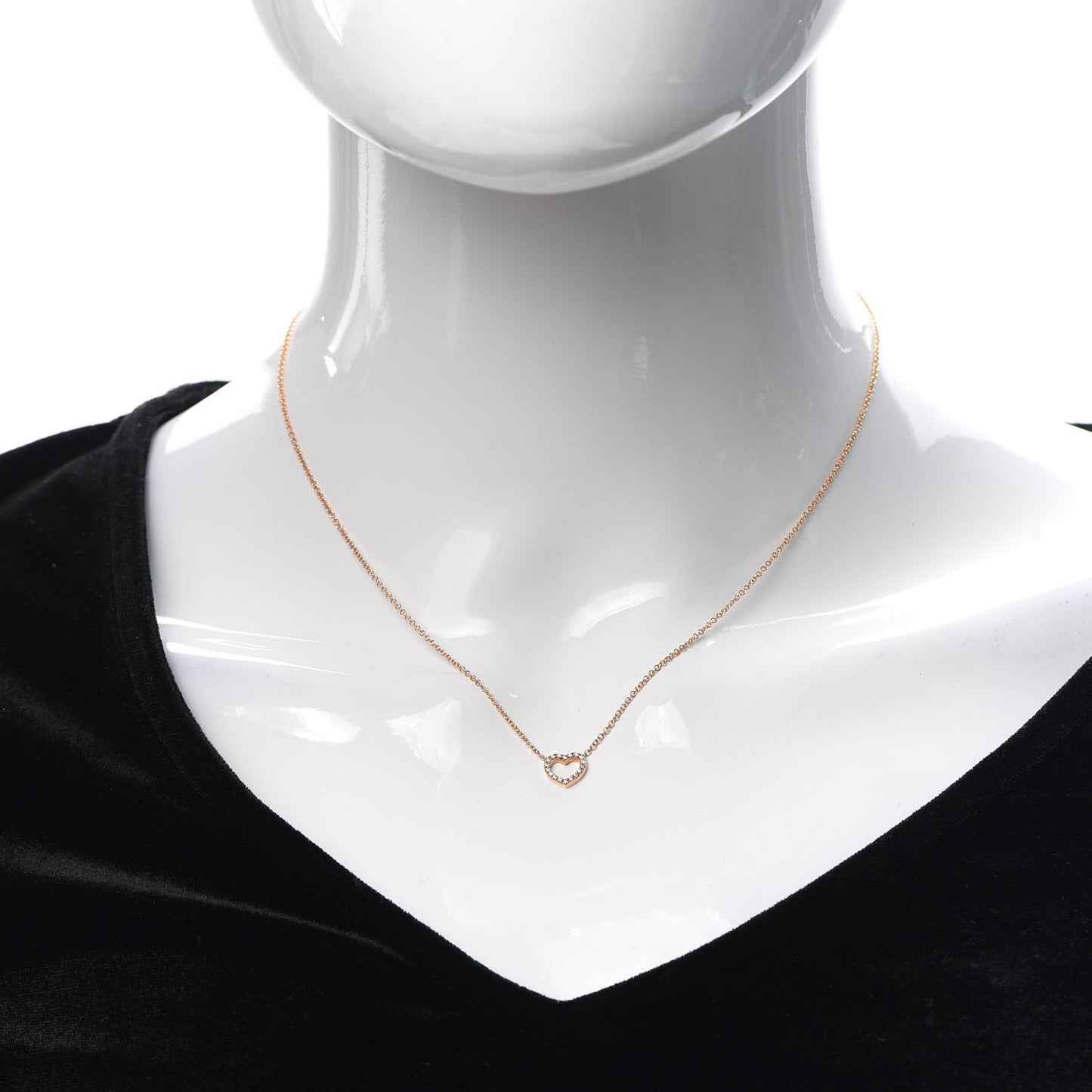 18K Rose Gold Diamond Metro Heart Pendant Necklace