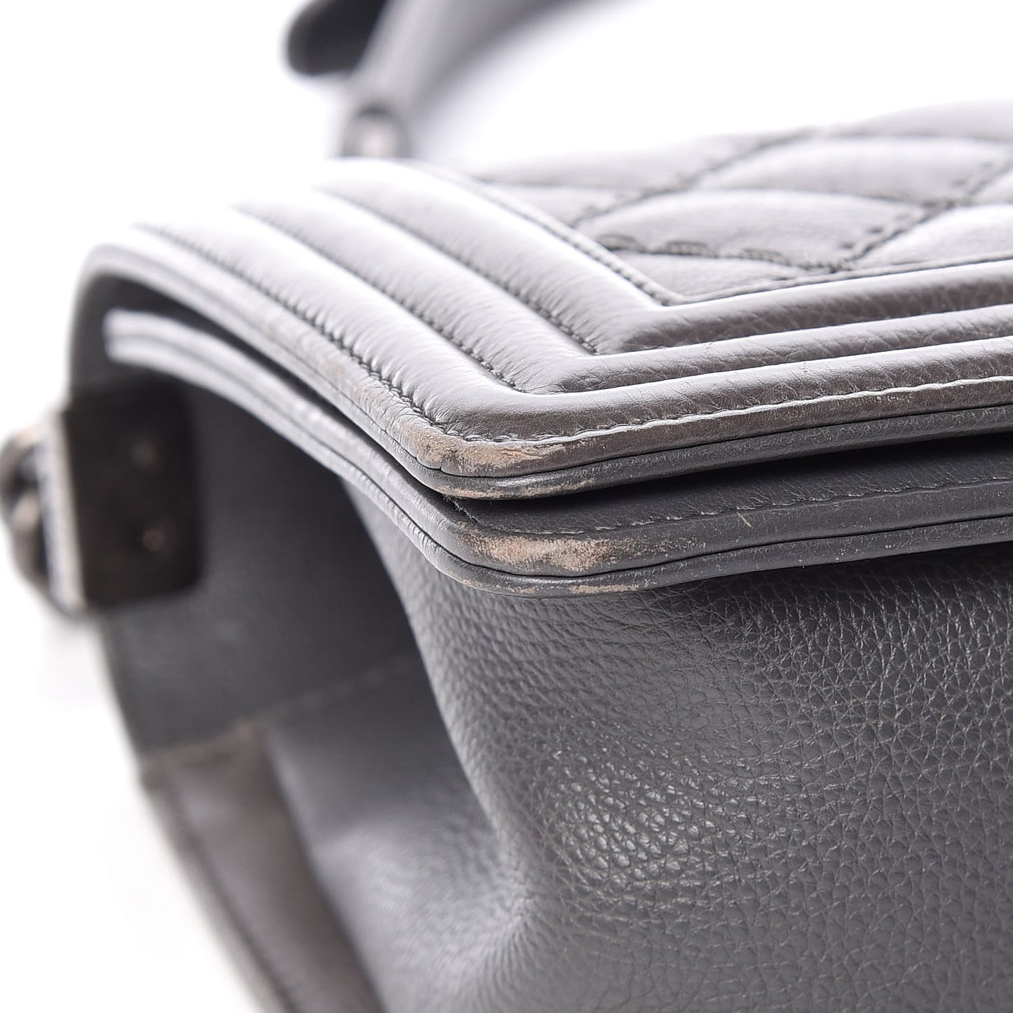 Calfskin Double Stitch Medium Boy Flap Grey