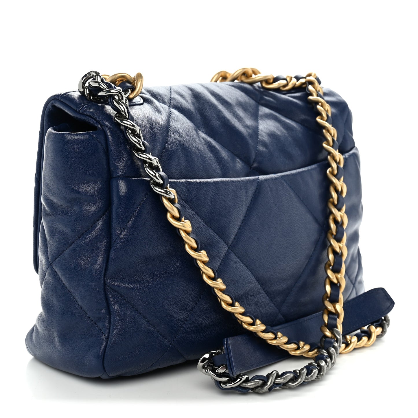 Goatskin Quilted Large Chanel 19 Flap Dark Blue