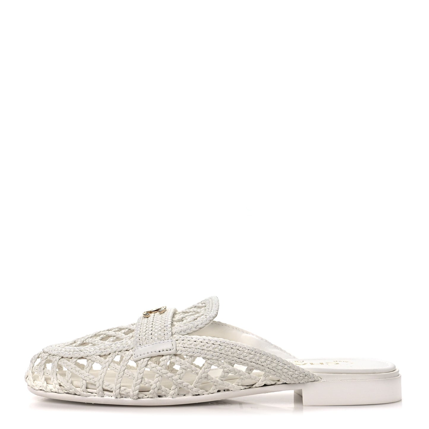 Braided Lambskin Mule Sandals 37 White