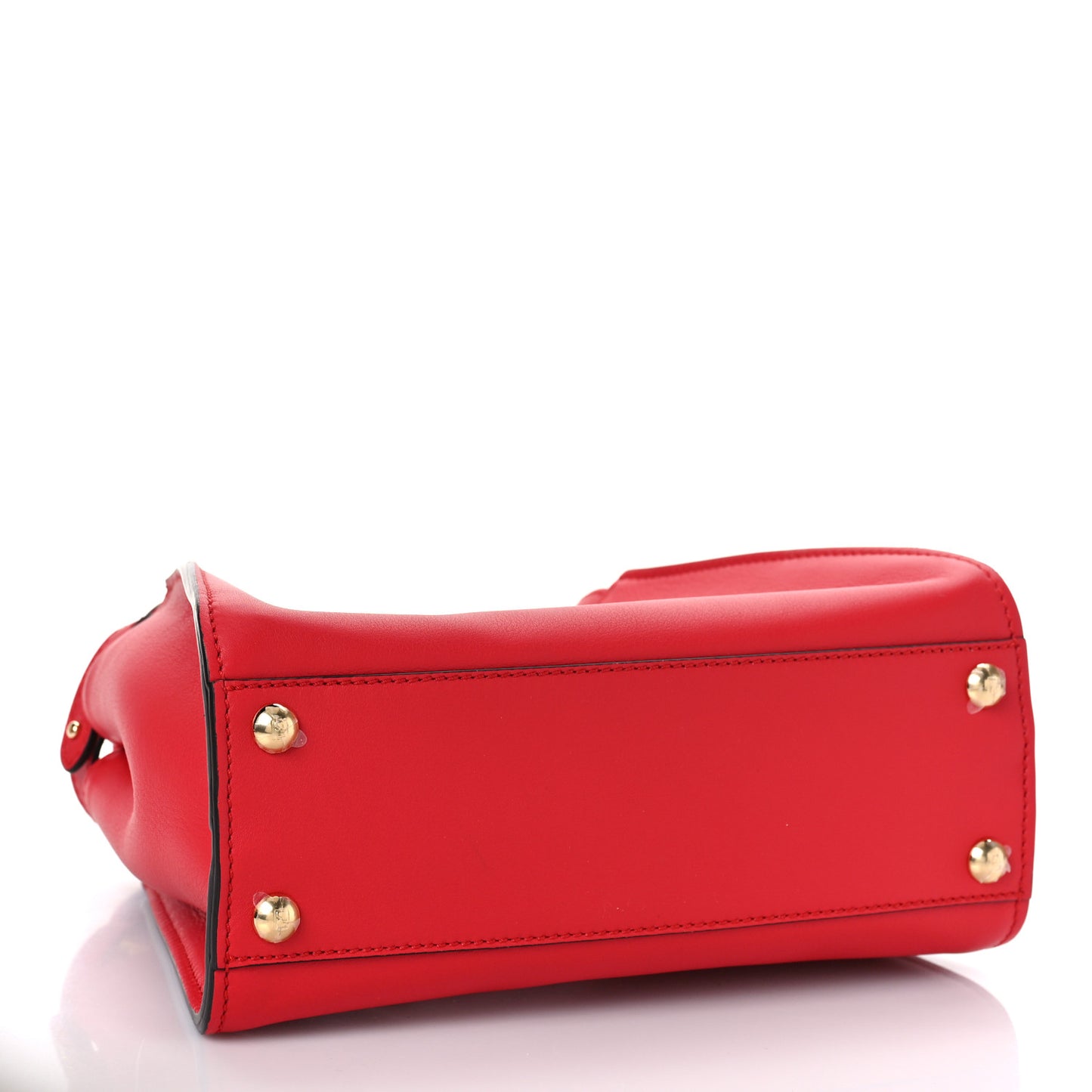 Vitello Seta Canvas FF Embroidered Mini Peekaboo Iconic Satchel Rosso Cardinale Multicolor