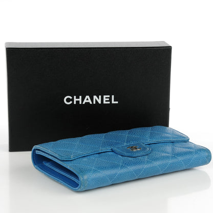 Chanel Iridescent Caviar Quilted Large Flap Wallet Blue 4 of 8