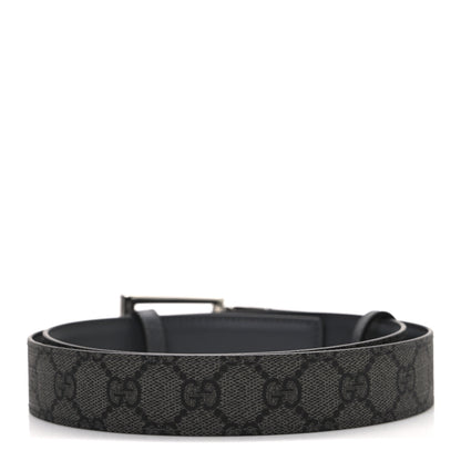 Gucci Selleria Calfskin GG Supreme Monogram Reversible Belt 90 36 Graphite Grey Black 2 of 5